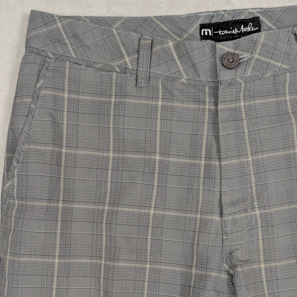 Travis Mathew Mens Grey Plaid Golf Pants Size 34 RN123280 Flat Front Trousers